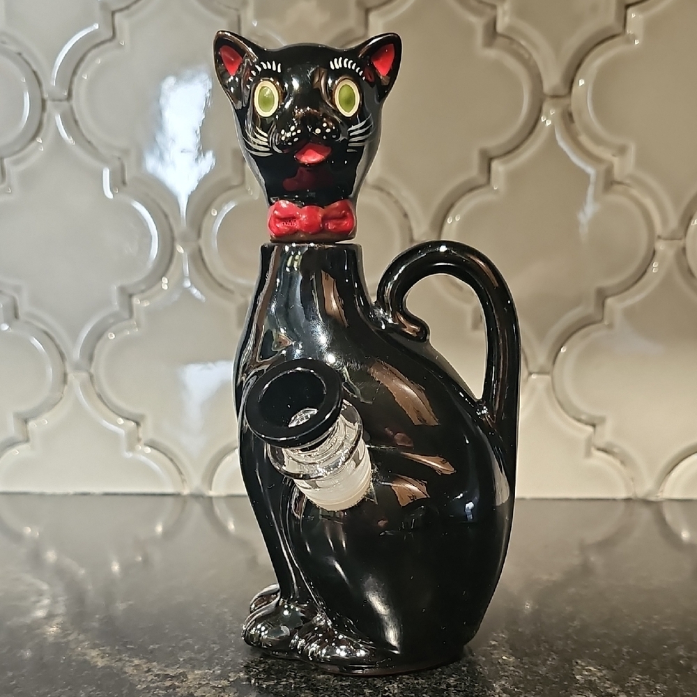 Black Cat Ceramic Vase